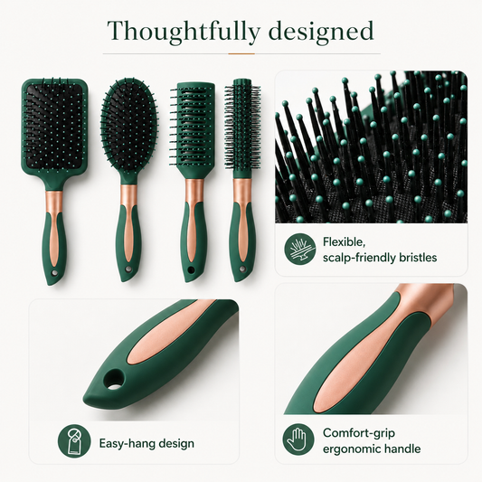 4-Piece Detangling Hair Brush Set